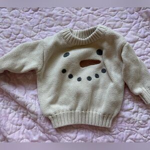 Adorable Cream Snowman Kids Sweater